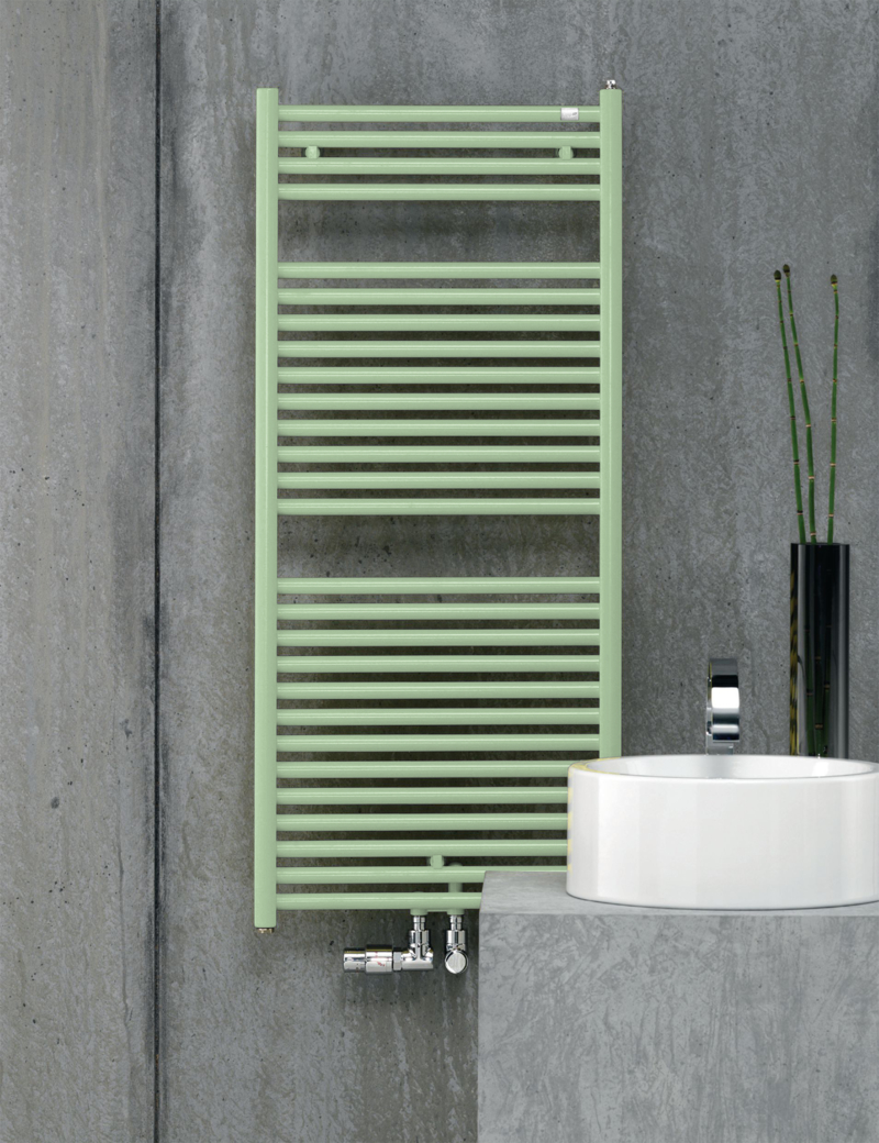 Design-Heizkörper Zehnder Troja TG-070-060-05, 716x35x600 mm, RAL 9010, montagefertig mit Wandkonsolen