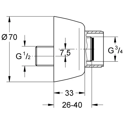 Grohe S-Anschluss 12058, ½ x ¾, Rosette, Verstellbarkeit 7,5 mm, chrom Grohe S-Anschluss 12058, ½ x ¾, Rosette, Verstellbarkeit 7,5 mm, chrom