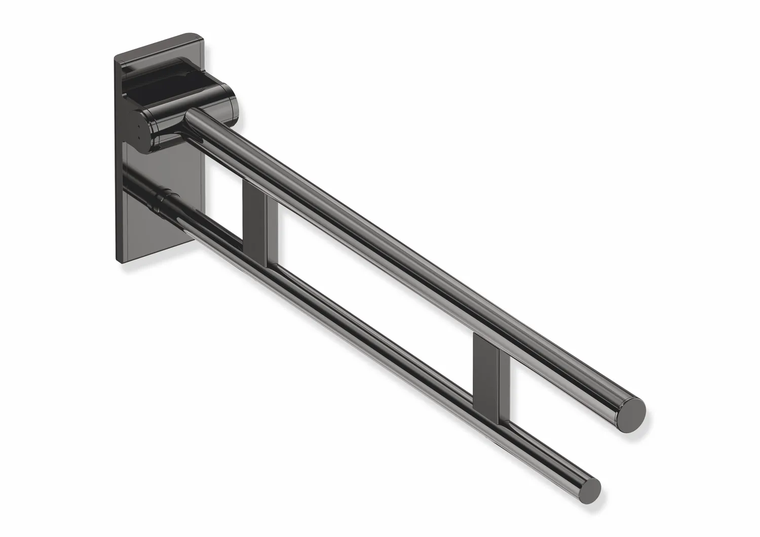 HEWI Stützklappgriff Duo System 900 Edelstahl PVD schwarzchr glzd 750mm
