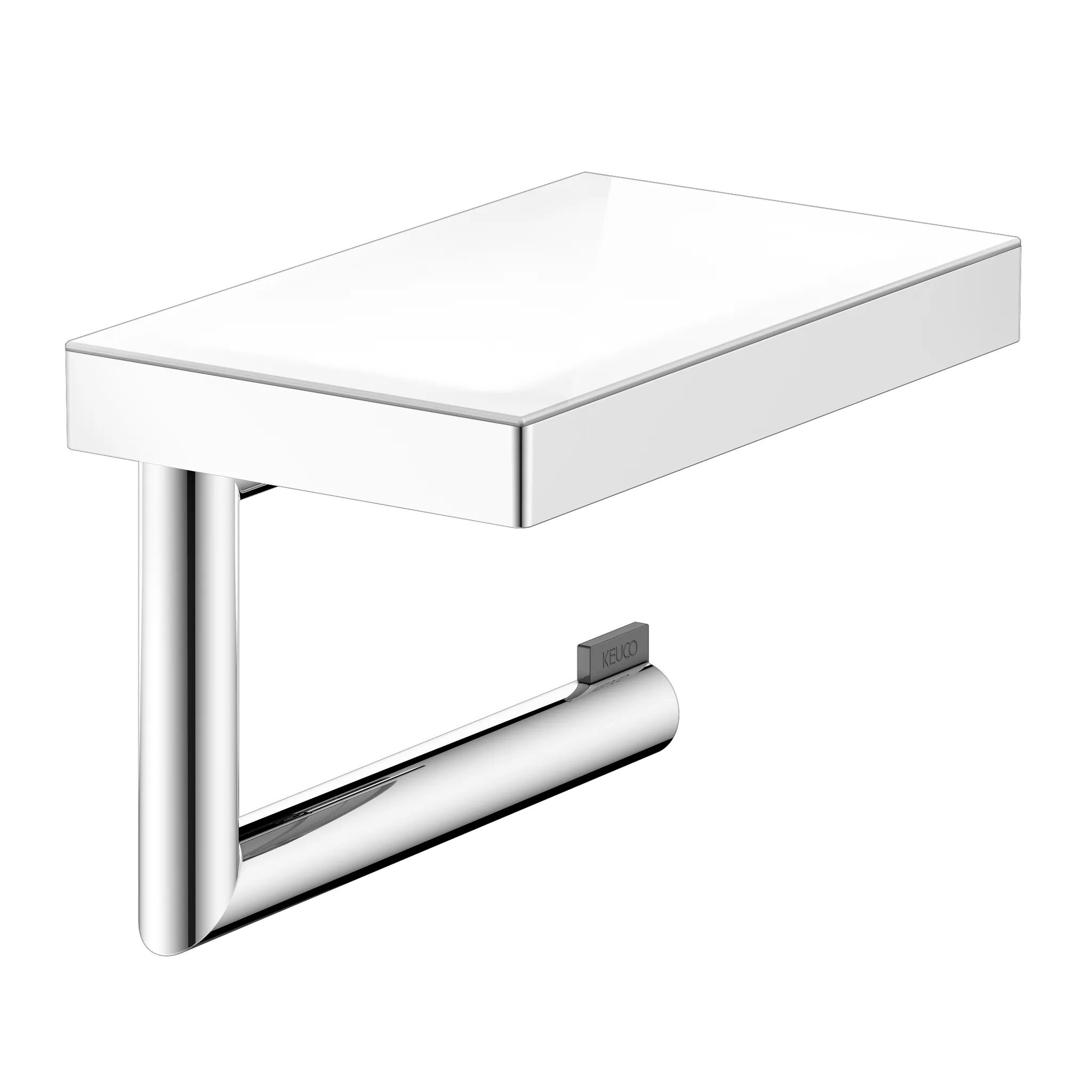 REVA 12873019000 Toilettenpapierhalter mit Glas-Ablage verchromt REVA 12873019000 Toilettenpapierhalter mit Glas-Ablage verchromt