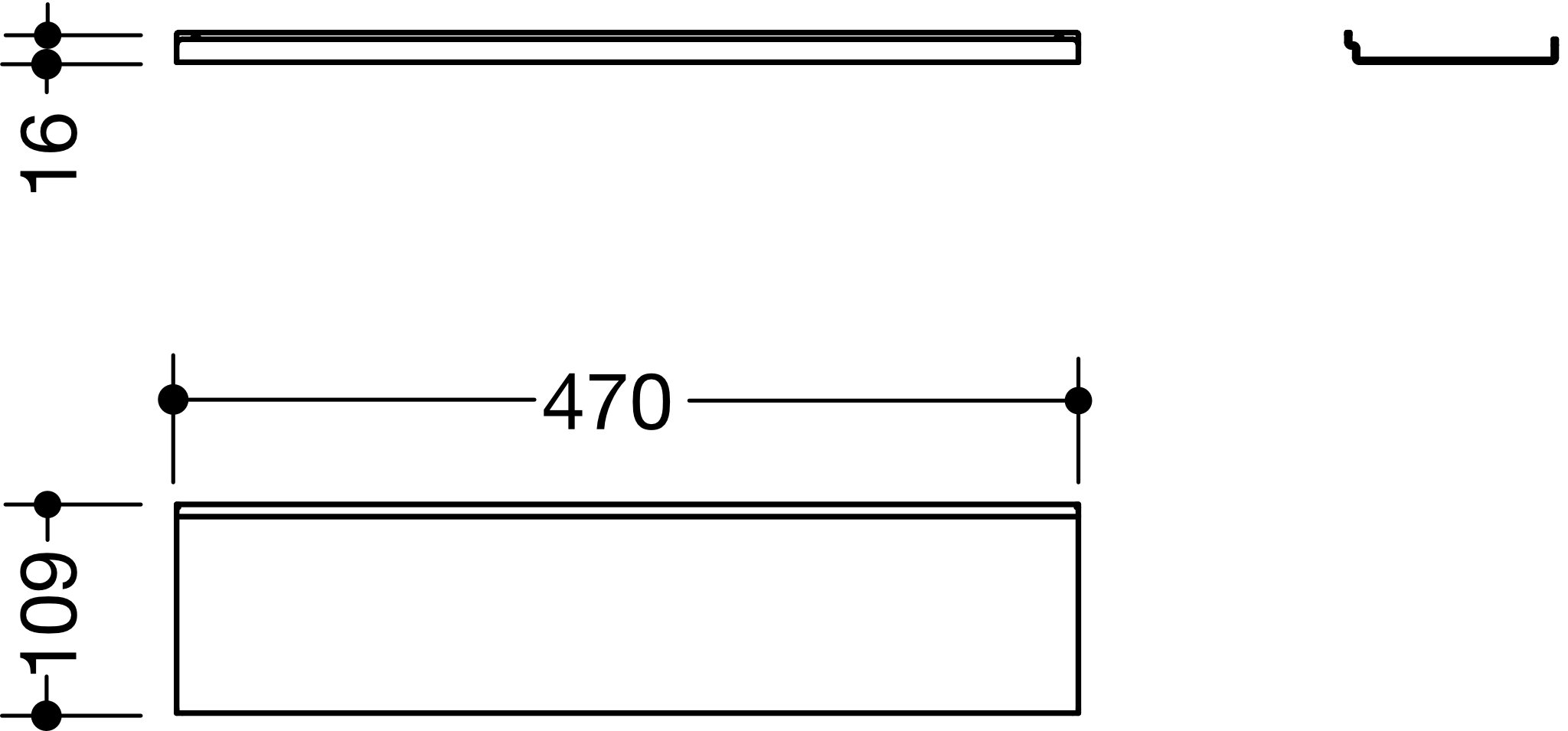 HEWI Ablage pulverbeschichtet 950.13.0017 SC 47 × 1,5 × 10,2 cm