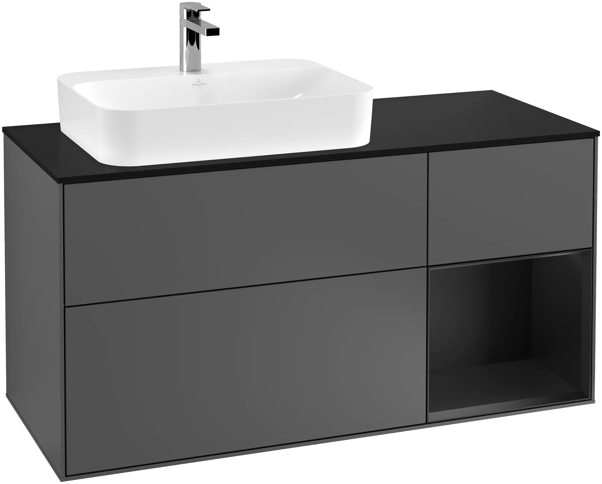 Villeroy & Boch Waschtischunterschrank „Finion“ für Schrankwaschtisch 1200 × 603 × 501 mm Anthracite Matt Lacquer, für Becken links Villeroy & Boch Waschtischunterschrank „Finion“ für Schrankwaschtisch 1200 × 603 × 501 mm Anthracite Matt Lacquer, für Becken links