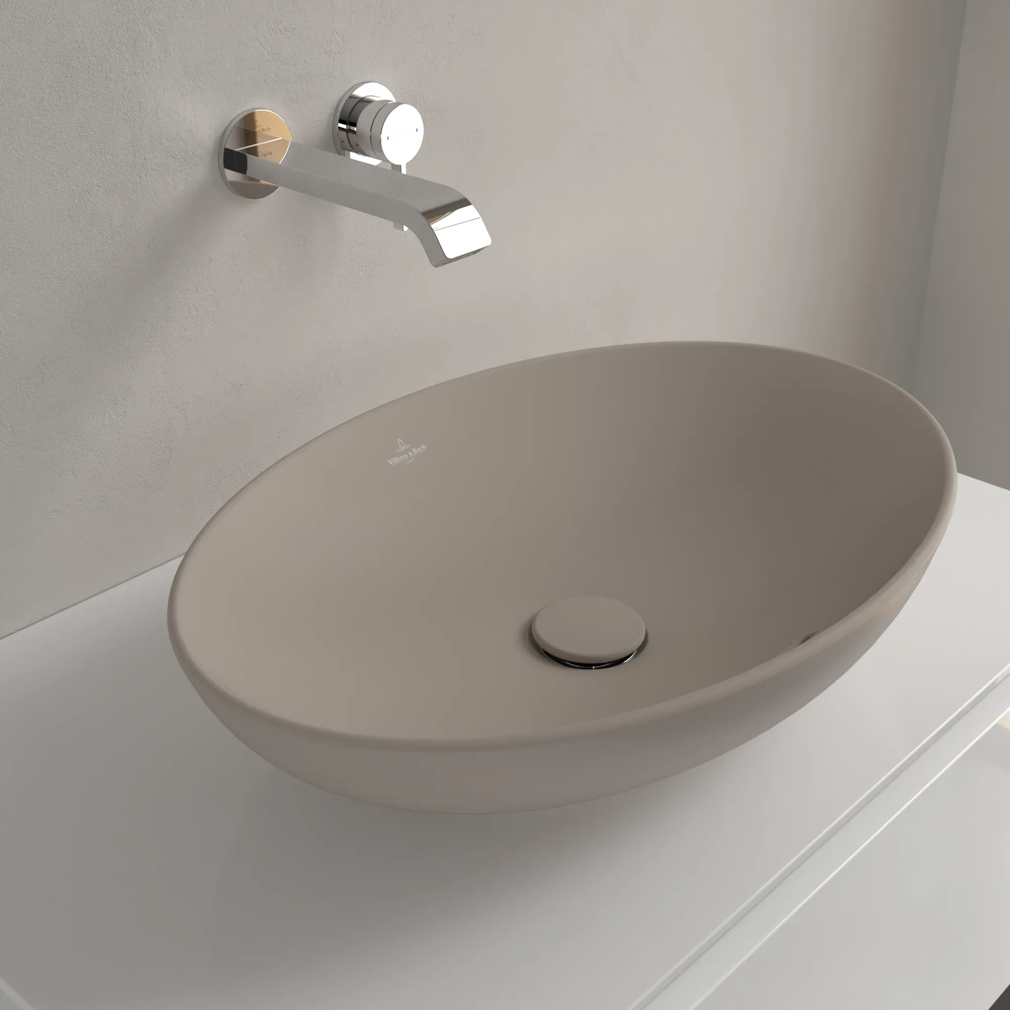 Villeroy & Boch Aufsatzwaschtisch aus TitanCeram „Loop & Friends“ 560 × 380 × 150 mm, ohne Hahnlochbohrung in Almond Villeroy & Boch Aufsatzwaschtisch aus TitanCeram „Loop & Friends“ 560 × 380 × 150 mm, ohne Hahnlochbohrung in Almond