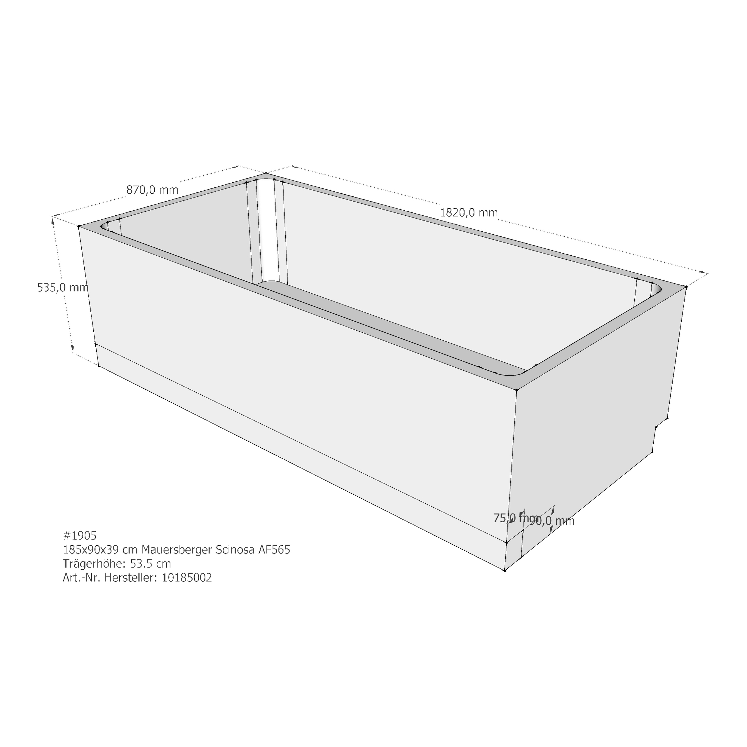 Badewannenträger für Mauersberger Scinosa 185 × 90 × 39 cm Badewannenträger für Mauersberger Scinosa 185 × 90 × 39 cm