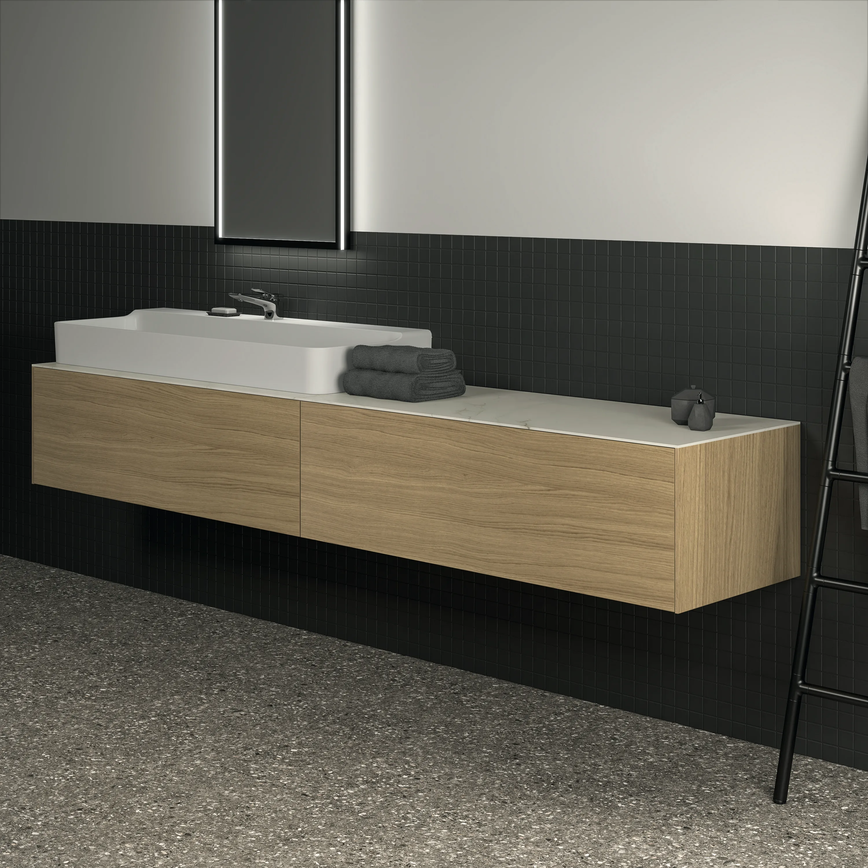 Ideal Standard Waschtischunterschrank „Conca“ 238,5 × 36 × 50,5 cm Eiche hell Furnier Ideal Standard Waschtischunterschrank „Conca“ 238,5 × 36 × 50,5 cm Eiche hell Furnier