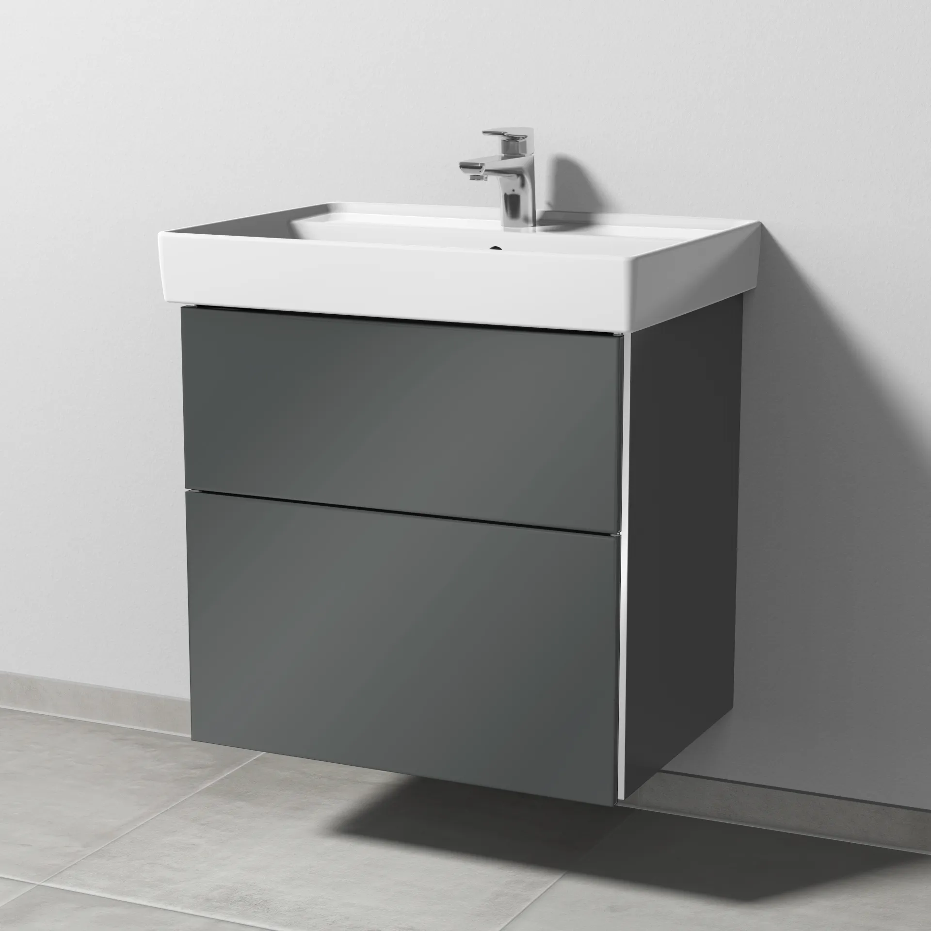 Sanipa Waschtischunterschrank „3way“ 600 × 588 × 447 mm in Anthrazit (glanz) Sanipa Waschtischunterschrank „3way“ 600 × 588 × 447 mm in Anthrazit (glanz)