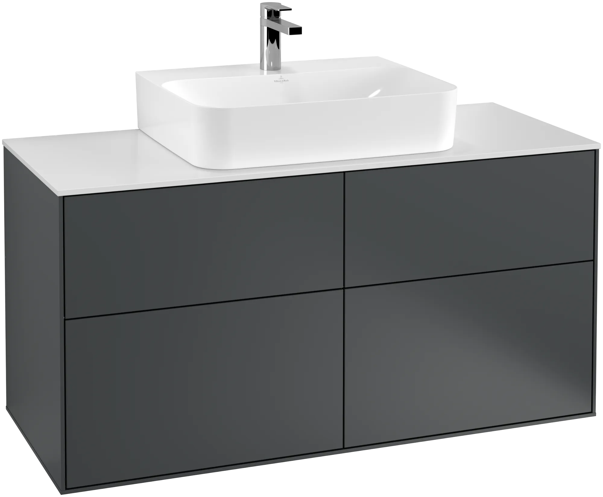 Villeroy & Boch Finion Waschbeckenunterschrank G13, 1200x603x501mm, Midnight Blue Matt Lacquer / Glass White Matt