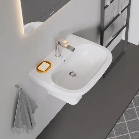 Wandwaschtisch „D-Code“, mit Überlauf 60 × 46 cm Wandwaschtisch „D-Code“, mit Überlauf 60 × 46 cm