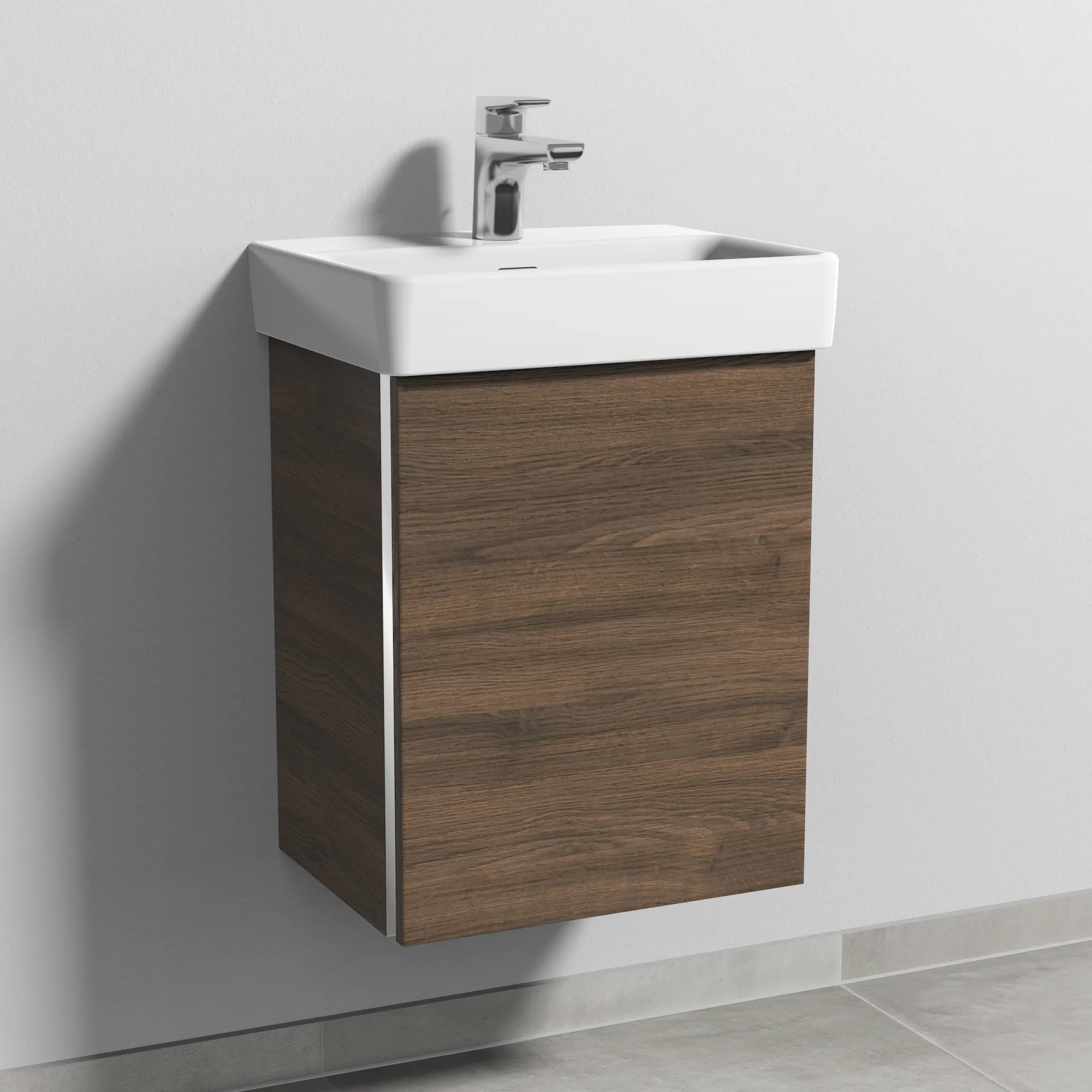 Sanipa Waschtischunterschrank „3way“ passend zu Keramik-Waschtische Pro S von 410 × 520 × 317 mm in Eiche Arizona, Anschlag rechts