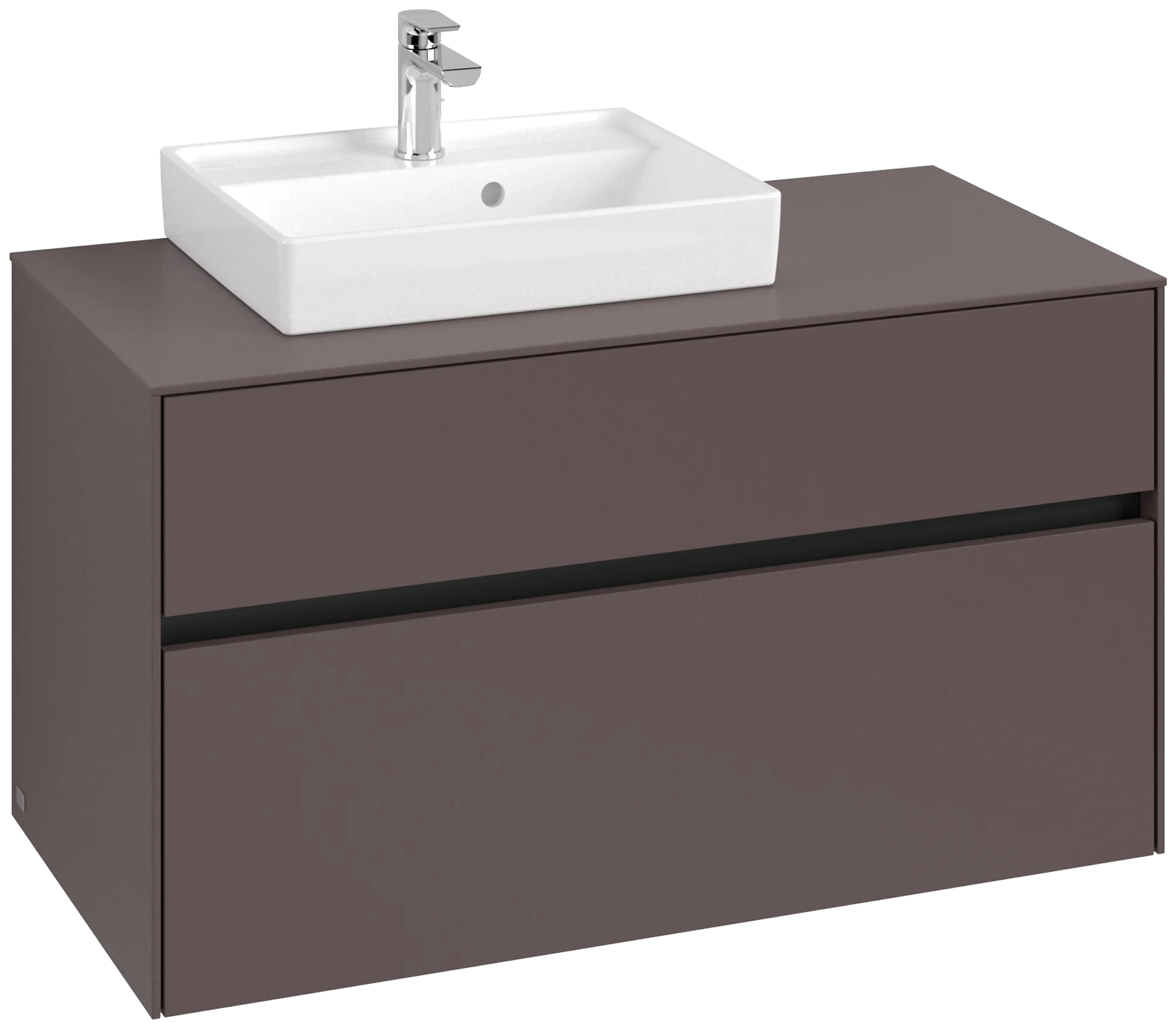 Villeroy & Boch Waschbeckenunterschrank Collaro C014B0, Eckig Dark Berry, 1000x548x500mm, mit Beleuchtung und Absenkautomatik