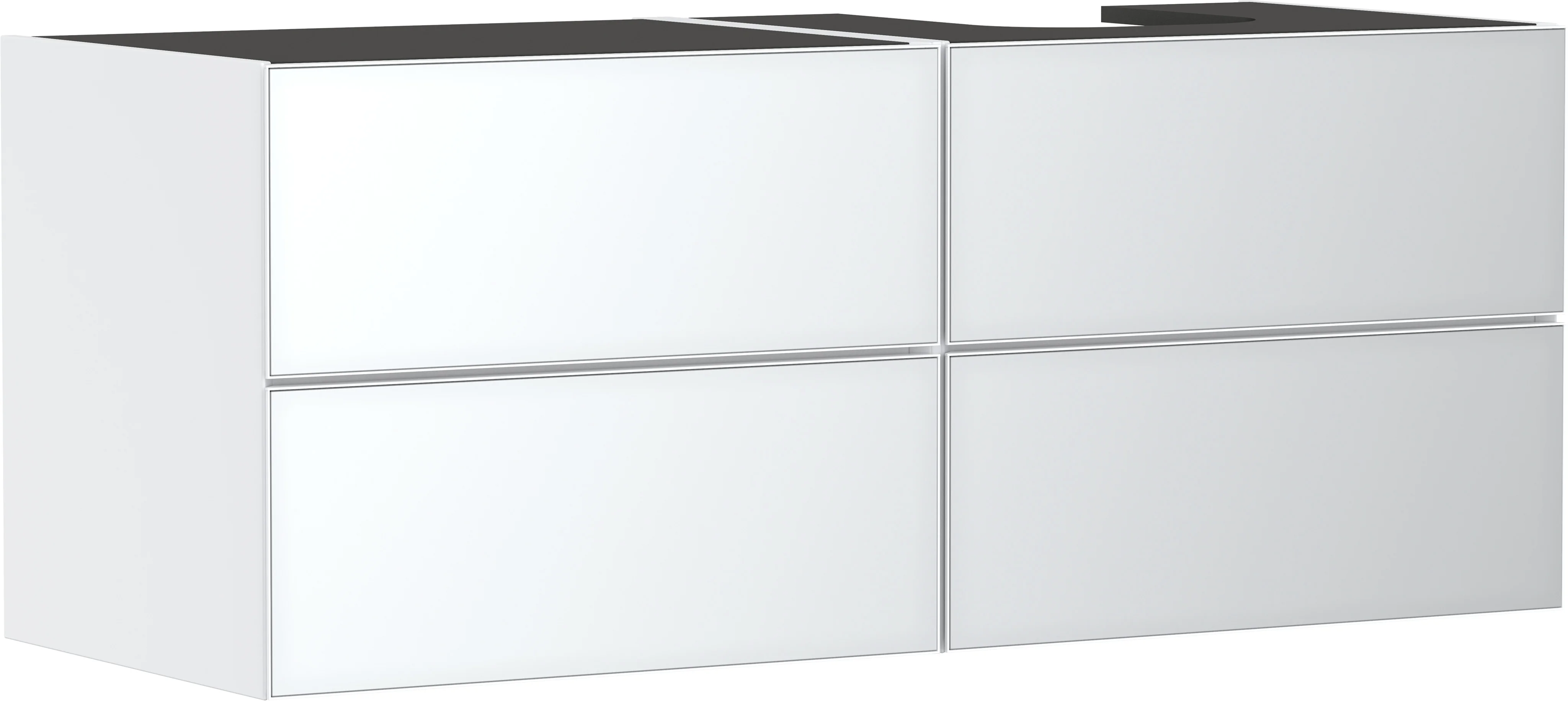 Hansgrohe Xevolos E Waschtischunterschrank Mattweiß, 1370/550 mm, 4 Schubkästen, grifflos mit PushOpen und SoftClose, Wandmontage