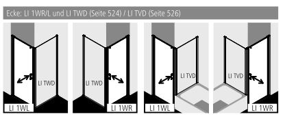 Kermi Duschtür Pendeltür 1-flügelig rechts für Nische und Ecke „LIGA“ 200 cm Glas Klar, Profile Silber Mattglanz, Drehtür einteilig