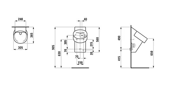 Absaugeurinal VAL 365x305x560 spülrandlos mit Steuerung Bluetooth Netzbetrieb weiß