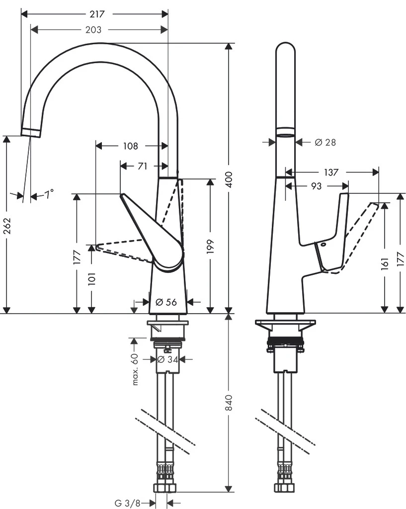 Talis M51 Einhebel-Küchenmischer 260, Eco, 1jet Chrom