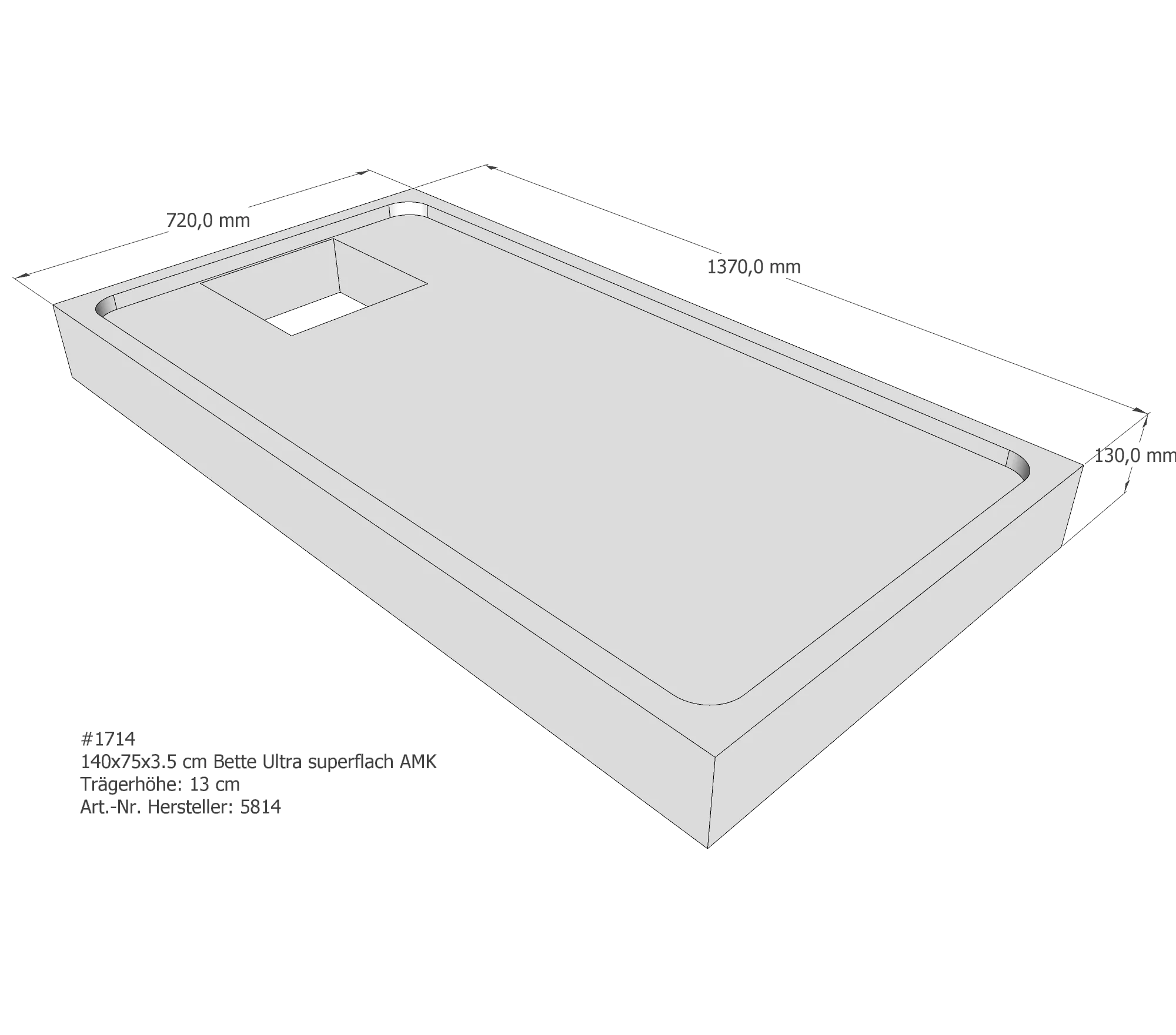 Duschwannenträger für Bette Ultra (superflach) 140 × 75 × 3,5 cm Duschwannenträger für Bette Ultra (superflach) 140 × 75 × 3,5 cm