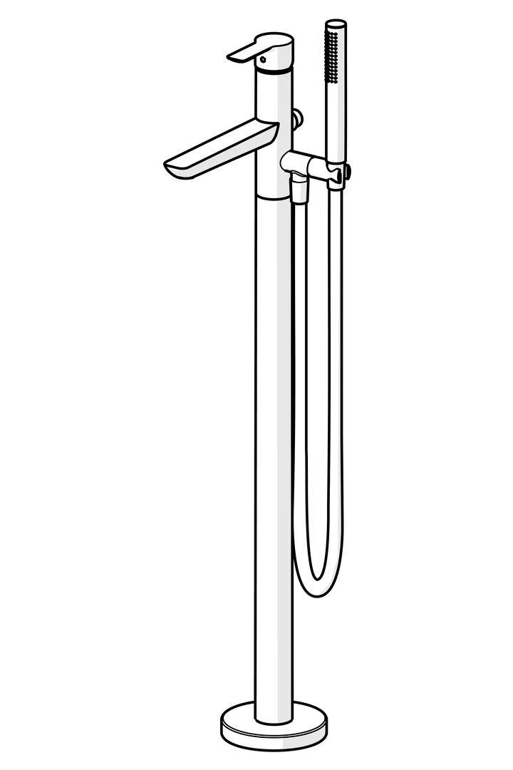 HansaLIGNA Einhebelmischer Badebatterie mit Standrohr 200 mm DN15 Chrom