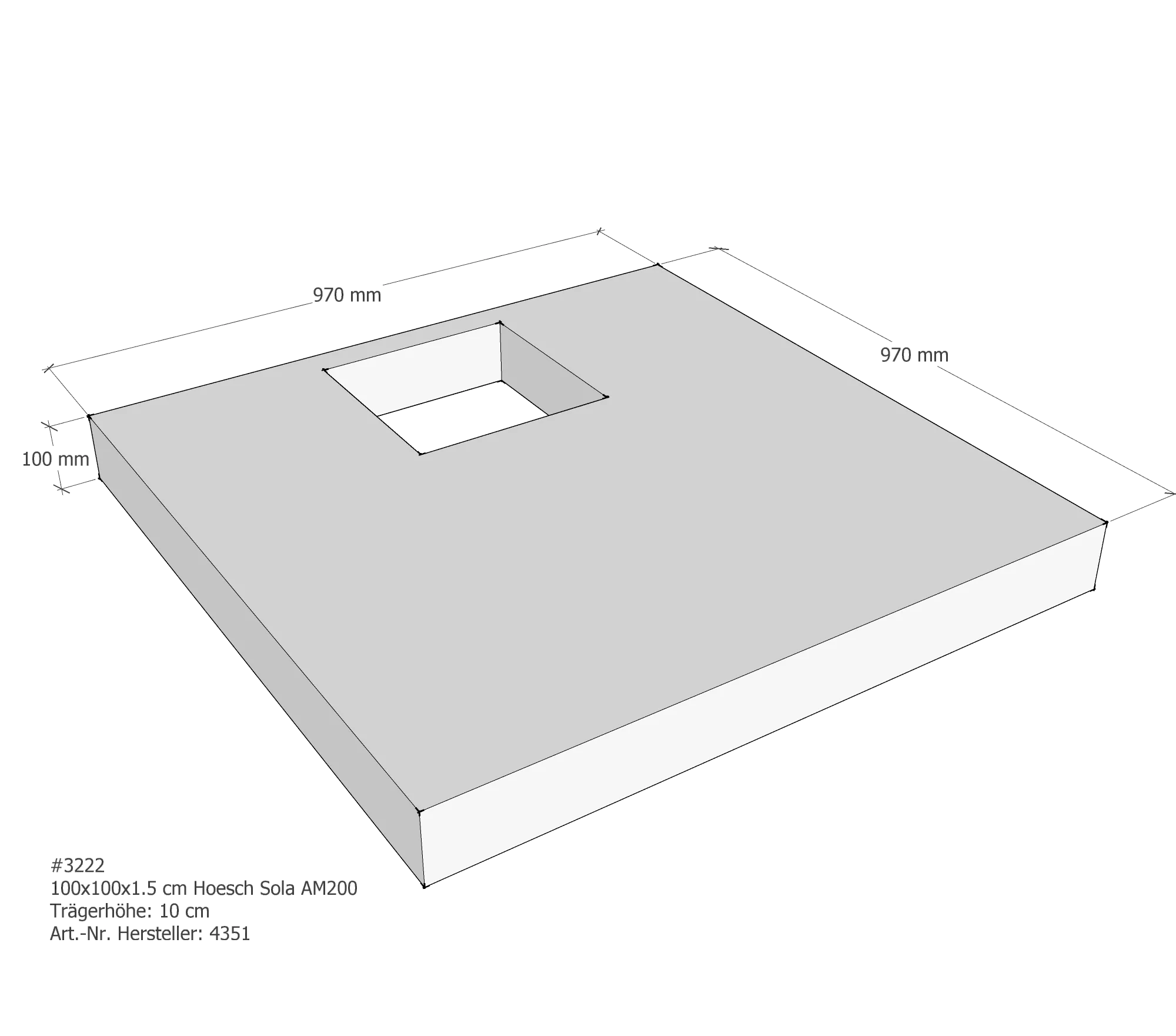 Duschwannenträger passend für Hoesch Sola 100 × 100 × 1,5 cm Duschwannenträger passend für Hoesch Sola 100 × 100 × 1,5 cm