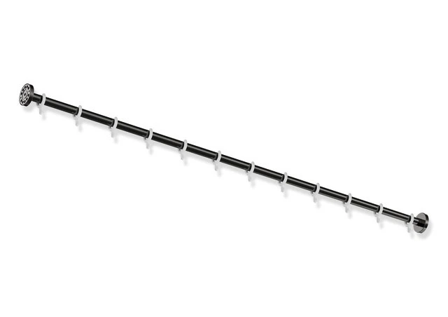 VorhangstangeEdelstahl, PVD, Länge 1524 mm, kürzbar, Stangendurchmesser 25 mm, mit 12 Vorhangringen aus POM, in Farbe CK (messing glänzend)