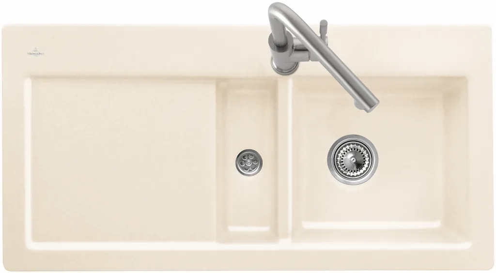 Villeroy & Boch flächenbündiges Küchenspülbecken „Subway“ 60 flat 965 × 475 × 220 mm, für Becken links in Fossil Villeroy & Boch flächenbündiges Küchenspülbecken „Subway“ 60 flat 965 × 475 × 220 mm, für Becken links in Fossil