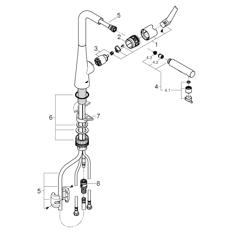 Einhand-Spültischbatterie Zedra 32553_2, Einlochmontage, herausziehbare Dual Spülbrause, getrennte innenliegende Wasserwege – kein Kontakt mit Blei oder Nickel, eigensicher, chrom