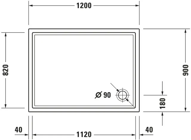 Duravit rechteck Duschwanne „Starck Slimline“ 120 × 90 cm 