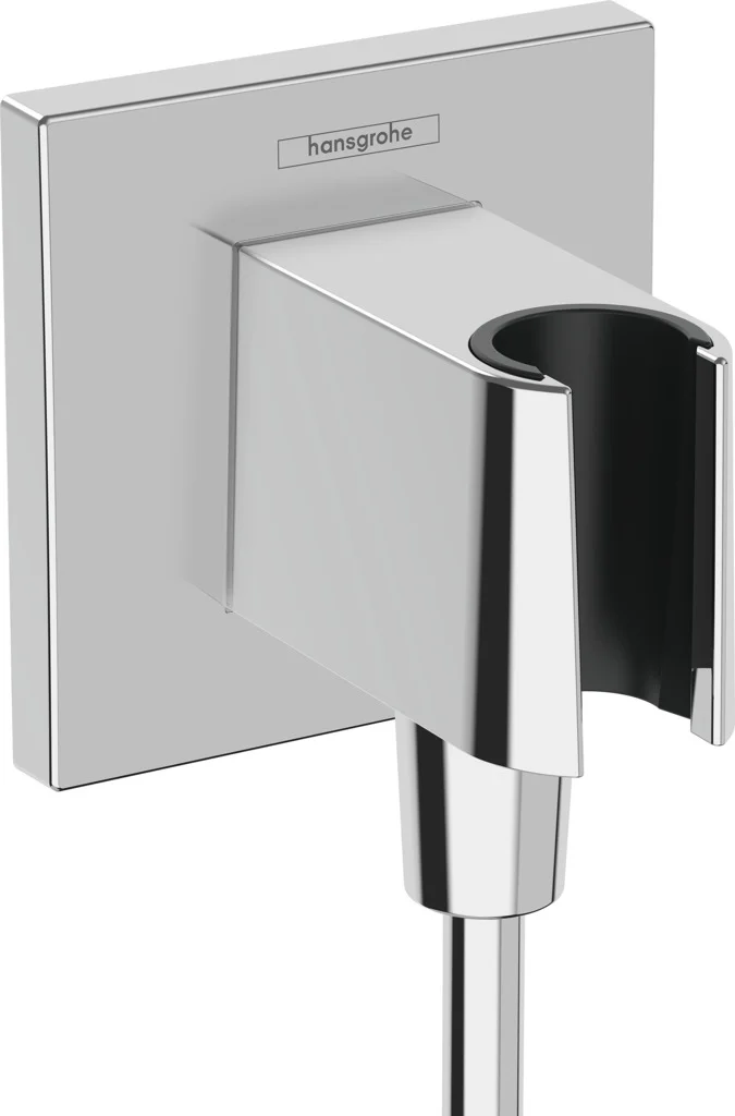 Hansgrohe FixFit E Brausehalter Porter KS chrom für Handbrausen, Wandanschluss mit Rosette, fester Halteposition, Rückflussverhinderer, Anschluss G 1/2