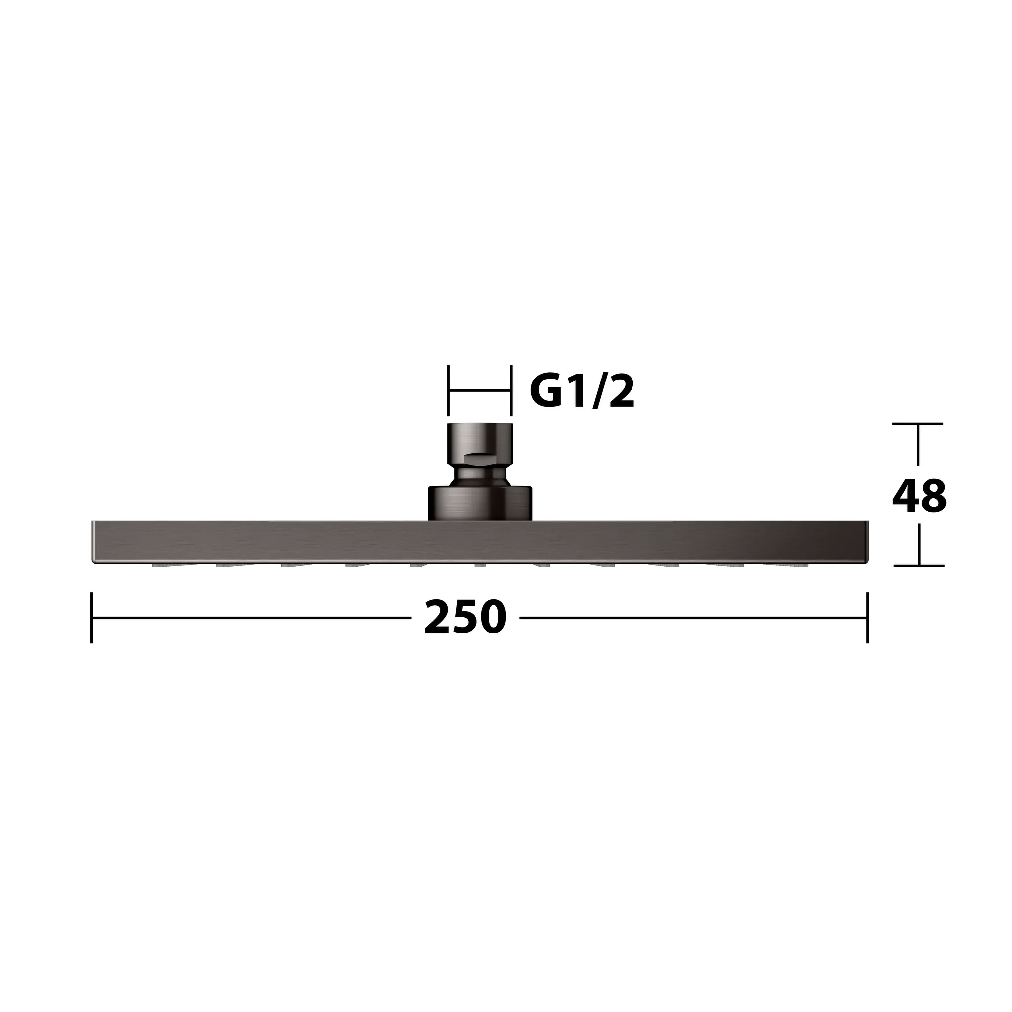 Brausen und Brausezubehör Kopfbrause eckig 250 x 250 mm Titanschwarz gebürstet