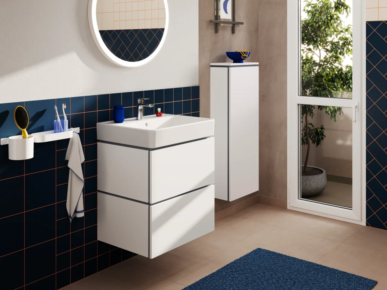 Hansgrohe Waschtisch Xanuia Q, weiß, 600x480 mm, wandhängend mit Hahnloch und Überlauf