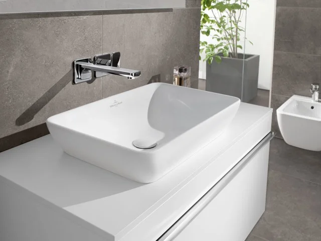 Villeroy & Boch Halbeinbau-Aufsatzwaschbecken Venticello, 555x360x180mm, weiß Alpin, glänzend, mit Überlauf