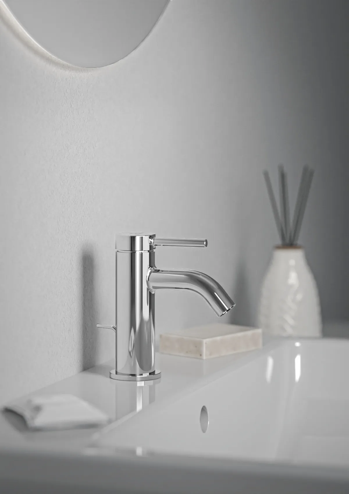 Waschtischarmatur Ceraline Nuovo Ausladung 90mm mit Ablaufgarnitur Chrom Waschtischarmatur Ceraline Nuovo Ausladung 90mm mit Ablaufgarnitur Chrom