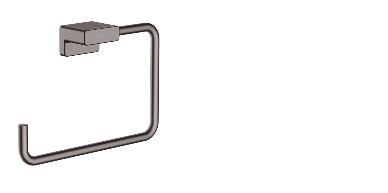 Hansgrohe AddStoris Q Handtuchring Brushed Black Chrome, schwenkbar, Wandmontage mit verdeckter Befestigung, Bohrabstand 26 mm, Bohrloch Ø 6 mm