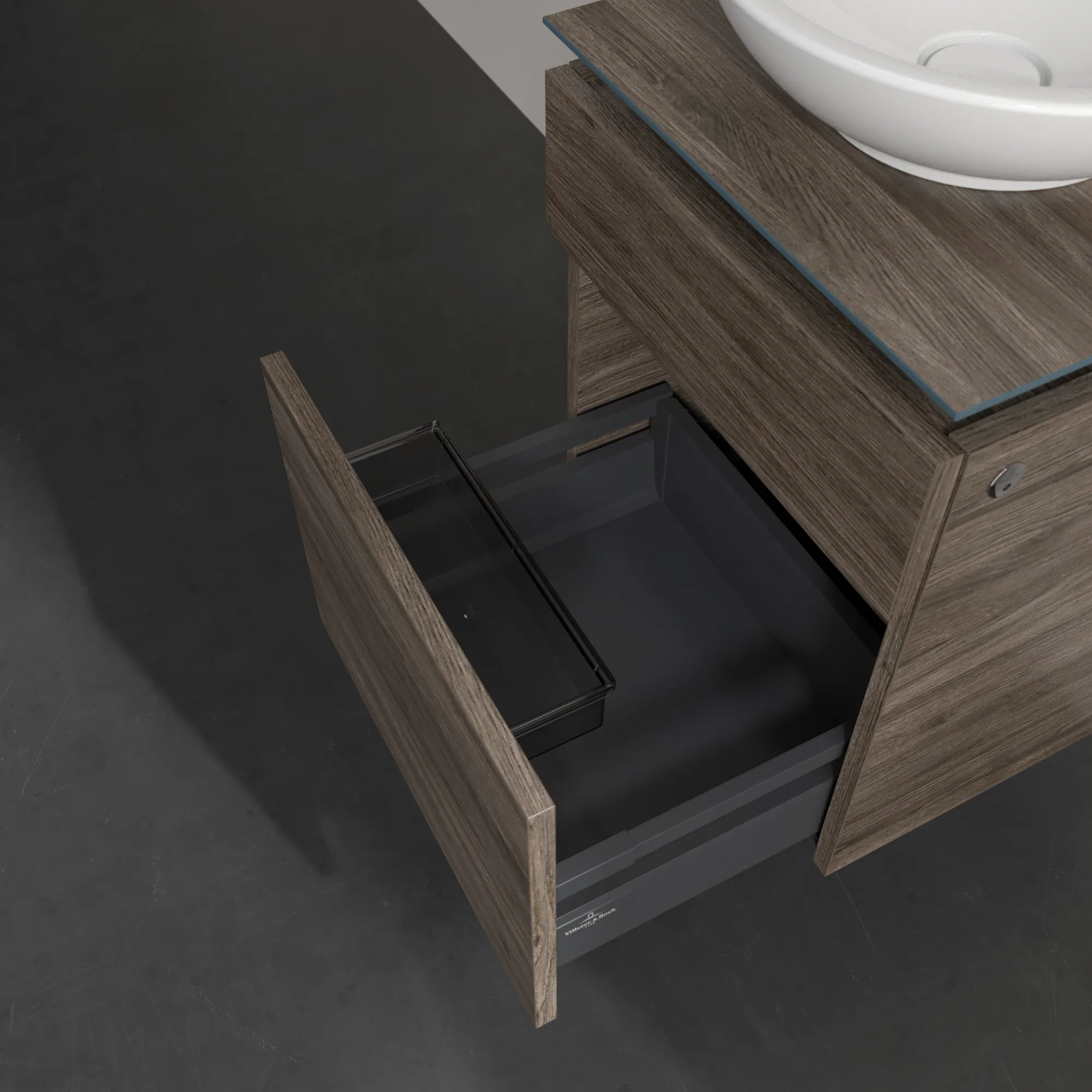 Villeroy & Boch Waschtischunterschrank „Legato“ für Schrankwaschtisch 450 × 550 × 500 mm Stone Oak, für Becken mittig Villeroy & Boch Waschtischunterschrank „Legato“ für Schrankwaschtisch 450 × 550 × 500 mm Stone Oak, für Becken mittig