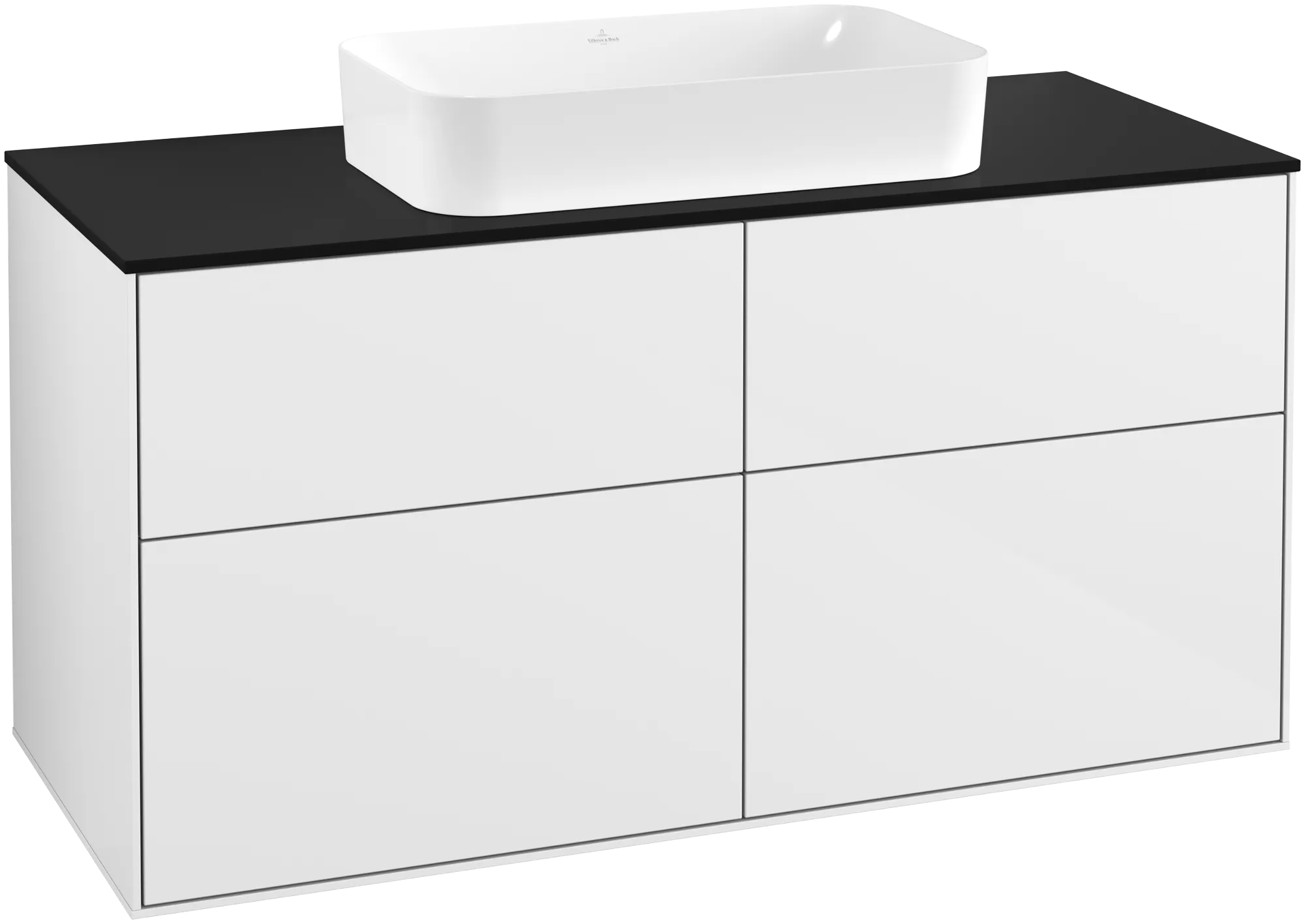 Villeroy & Boch Finion Waschbeckenunterschrank G26 1200x603x501mm Glossy White Lacquer / Glass Black Matt