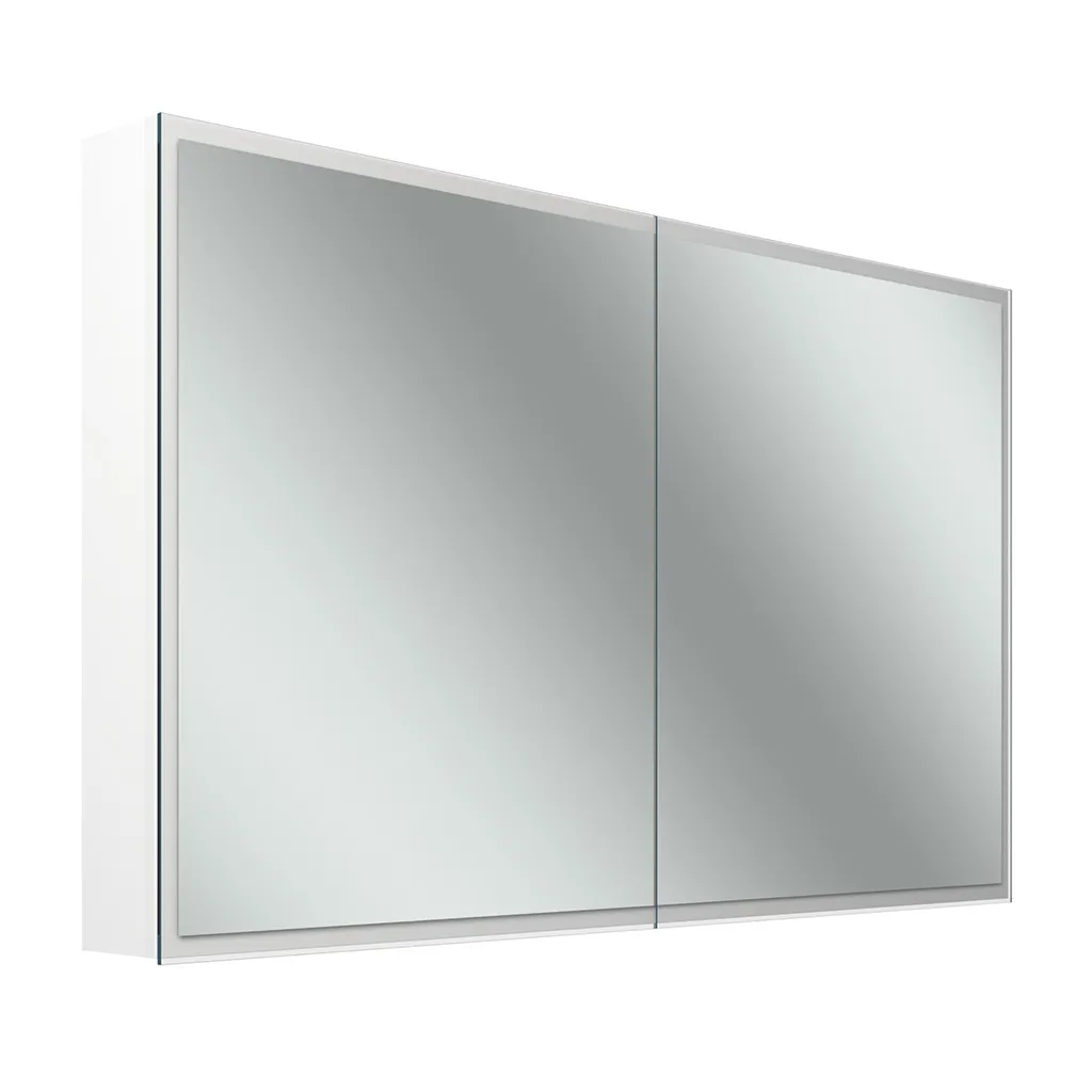 Schneider Spiegelschrank GLO1 120/2/D2W - Weißer LED-Spiegelschrank (1213x736x136 mm), Schweizer Ausführung