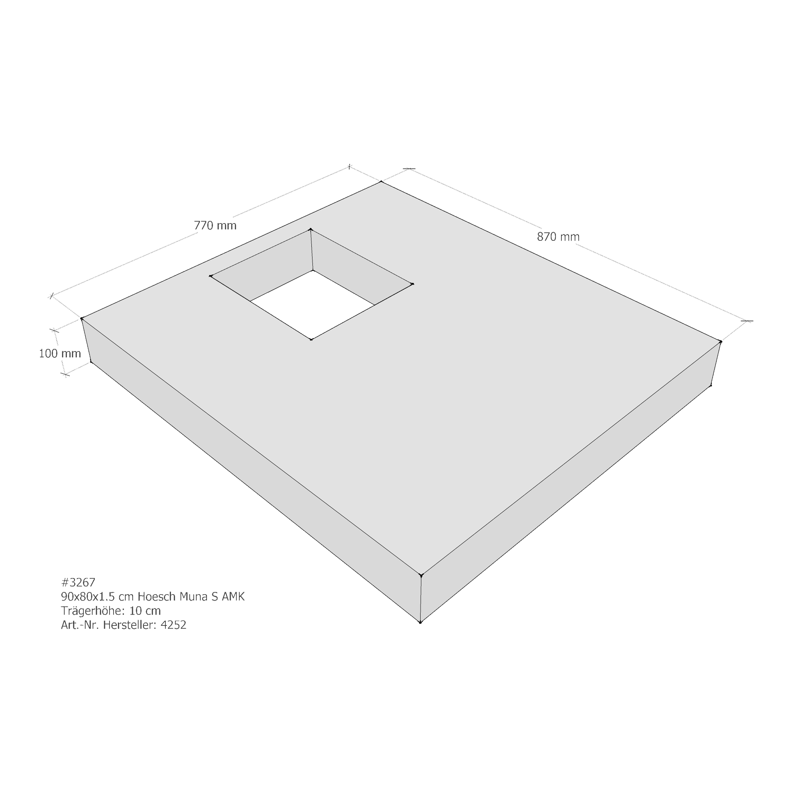 Duschwannenträger für Hoesch Muna S 90 × 80 × 1,5 cm Breite: 80 cm / Länge: 90 cm Duschwannenträger für Hoesch Muna S 90 × 80 × 1,5 cm Breite: 80 cm / Länge: 90 cm