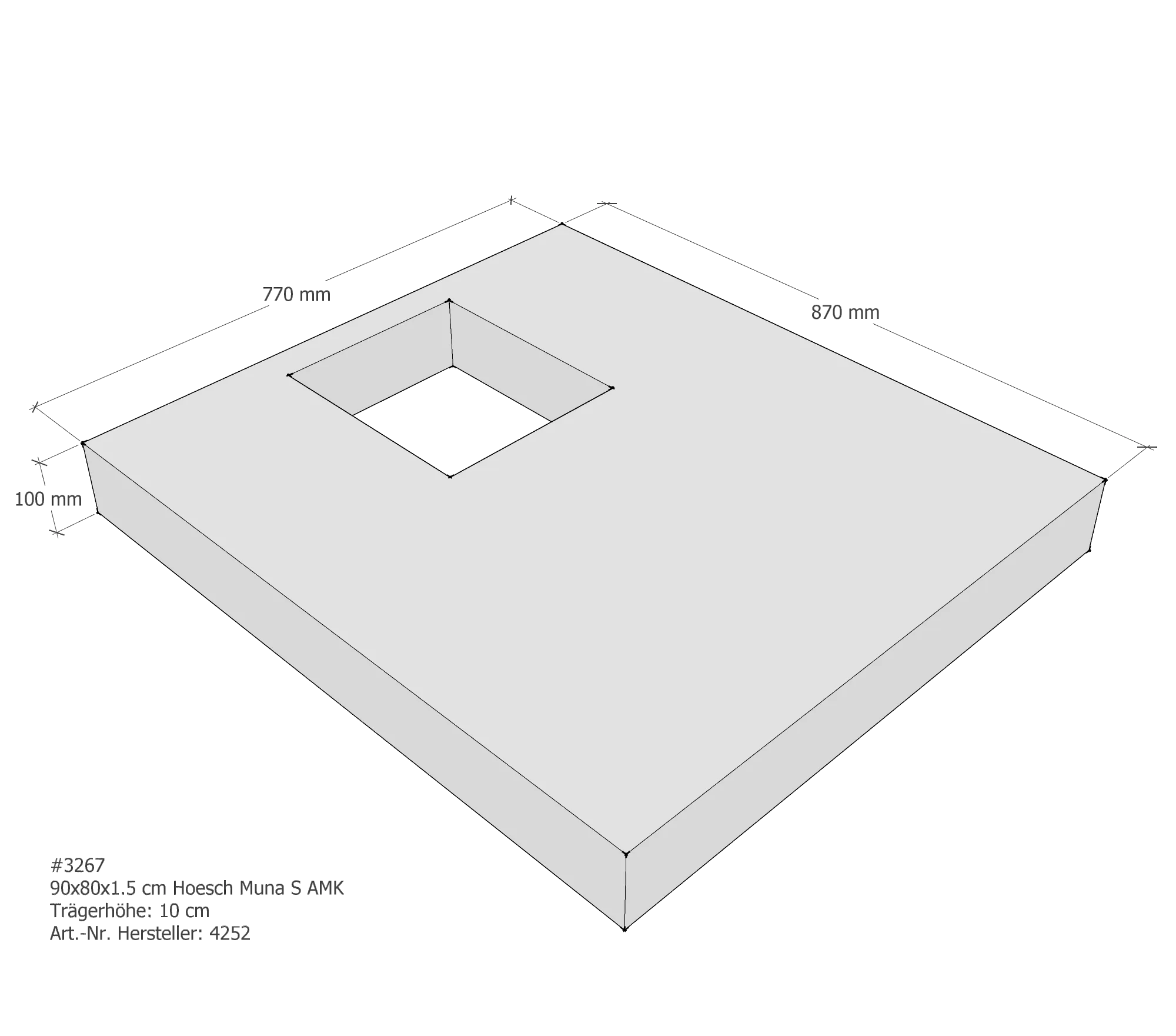 Duschwannenträger passend für Hoesch Muna S 90 × 80 × 1,5 cm Duschwannenträger passend für Hoesch Muna S 90 × 80 × 1,5 cm