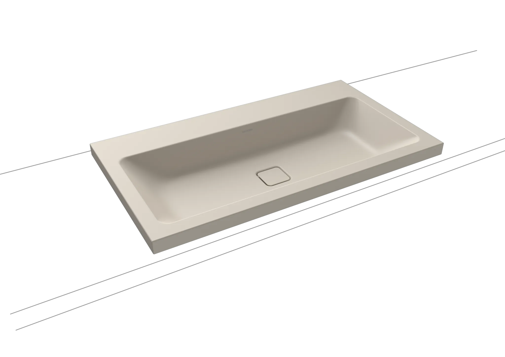 Aufsatzwaschtisch „Cono“ 90 × 50 cm, ohne Überlauf, mittig, ohne Hahnlochbohrung in warm grey 10 mit Perl-Effekt
