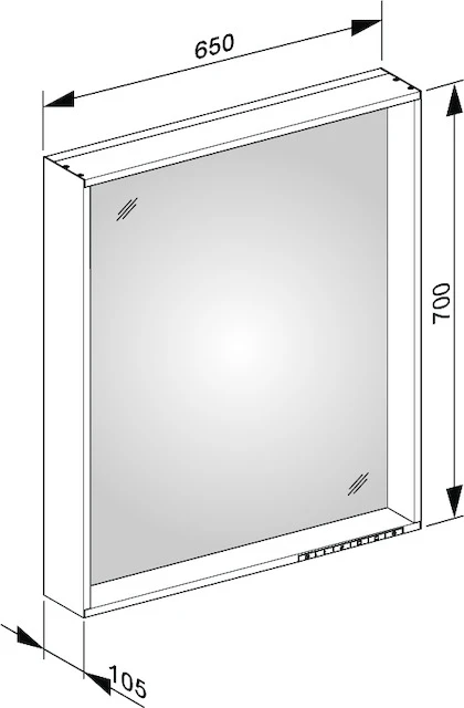 KEUCO Spiegel „Plan“ in Silber (eloxiert), mit Spiegelheizung 650 × 700 mm