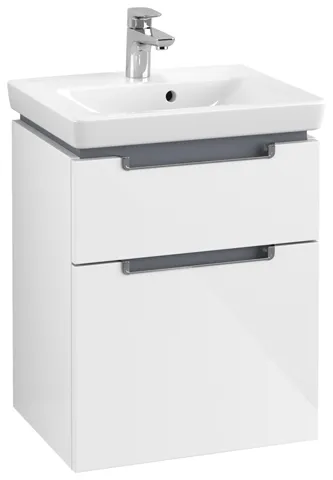 Villeroy & Boch Waschtischunterschrank „Subway 2.0“ 48,5 × 59 × 37,9 × 37,9 cm Glossy White, mittig, ohne Beleuchtung