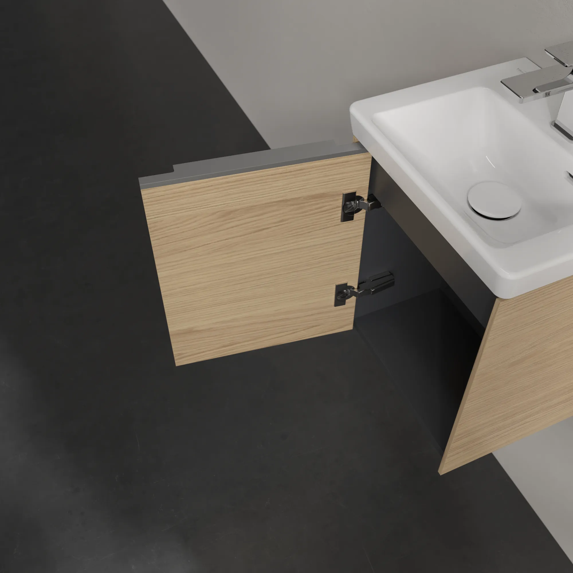 Villeroy & Boch Waschtischunterschrank mit Tür „Subway 3.0“ für Schrankwaschtisch 351 × 429 × 309 mm Nordic Oak, 1 Tür, für Becken mittig, Anschlag links Villeroy & Boch Waschtischunterschrank mit Tür „Subway 3.0“ für Schrankwaschtisch 351 × 429 × 309 mm Nordic Oak, 1 Tür, für Becken mittig, Anschlag links