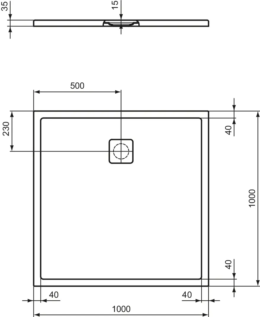 Ideal Standard Quadrat-Brausewanne Ultra Flat Evo 1000x1000x35mm Weiß Alpin Ideal Standard Quadrat-Brausewanne Ultra Flat Evo 1000x1000x35mm Weiß Alpin