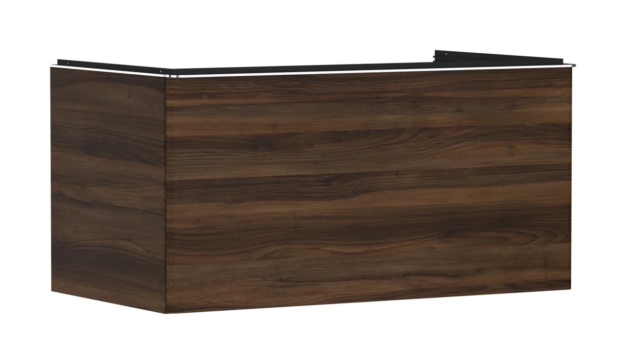 Hansgrohe Xelu Q Waschtischunterschrank Nussbaum Dunkel, 980x540 mm, 1 Schubkasten, verchromte Griffe, SoftClose, Wandmontage Hansgrohe Xelu Q Waschtischunterschrank Nussbaum Dunkel, 980x540 mm, 1 Schubkasten, verchromte Griffe, SoftClose, Wandmontage