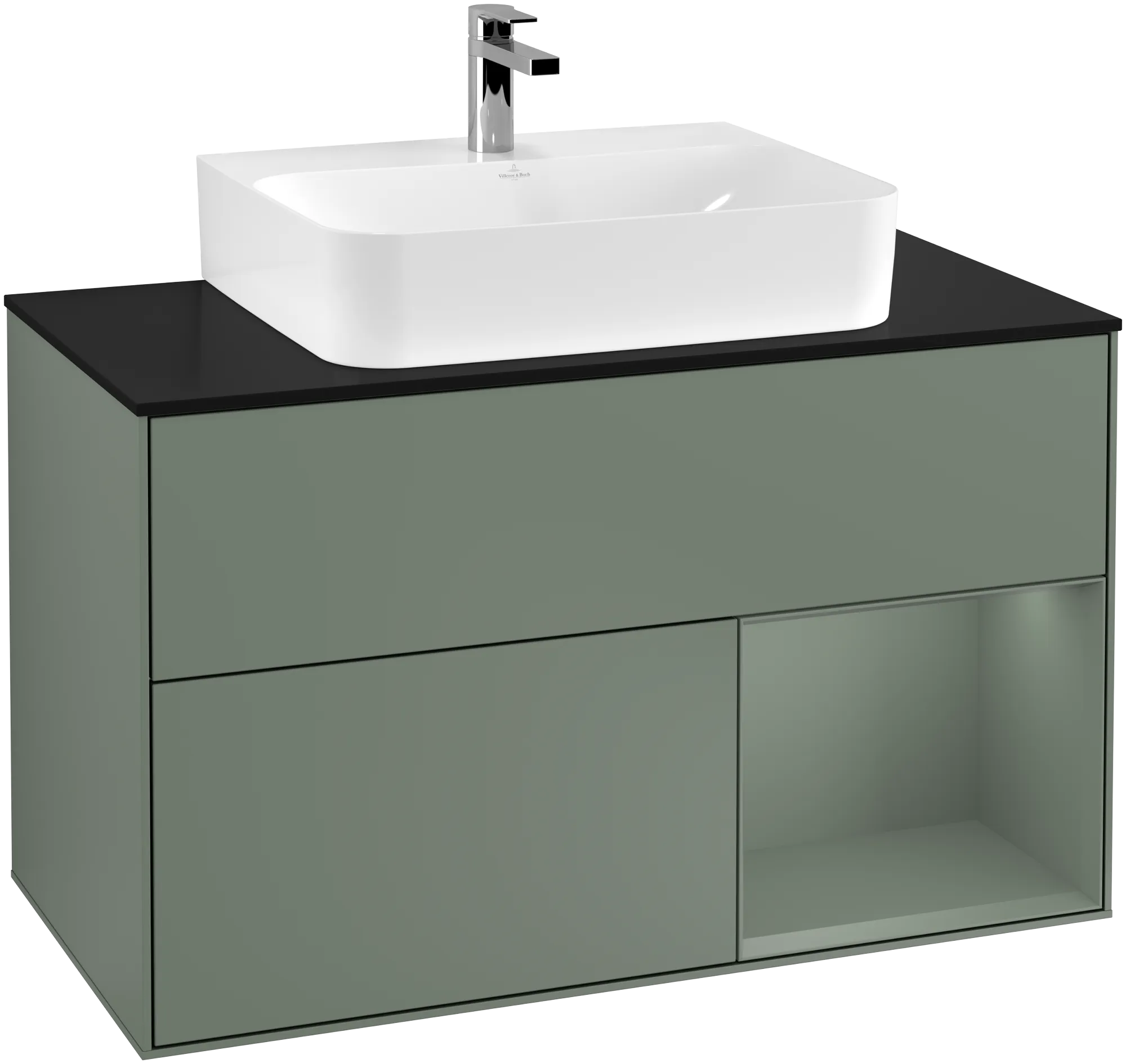 Villeroy & Boch Finion Waschbeckenunterschrank G12 1000x603x501mm Olive Matt/Lacquer Glass Black Matt