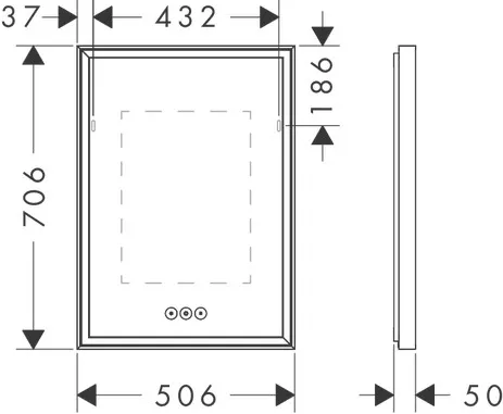 Xarita E Spiegel mit LED-Beleuchtung 500/50 kapazitiver Berührungssensor Mattweiß