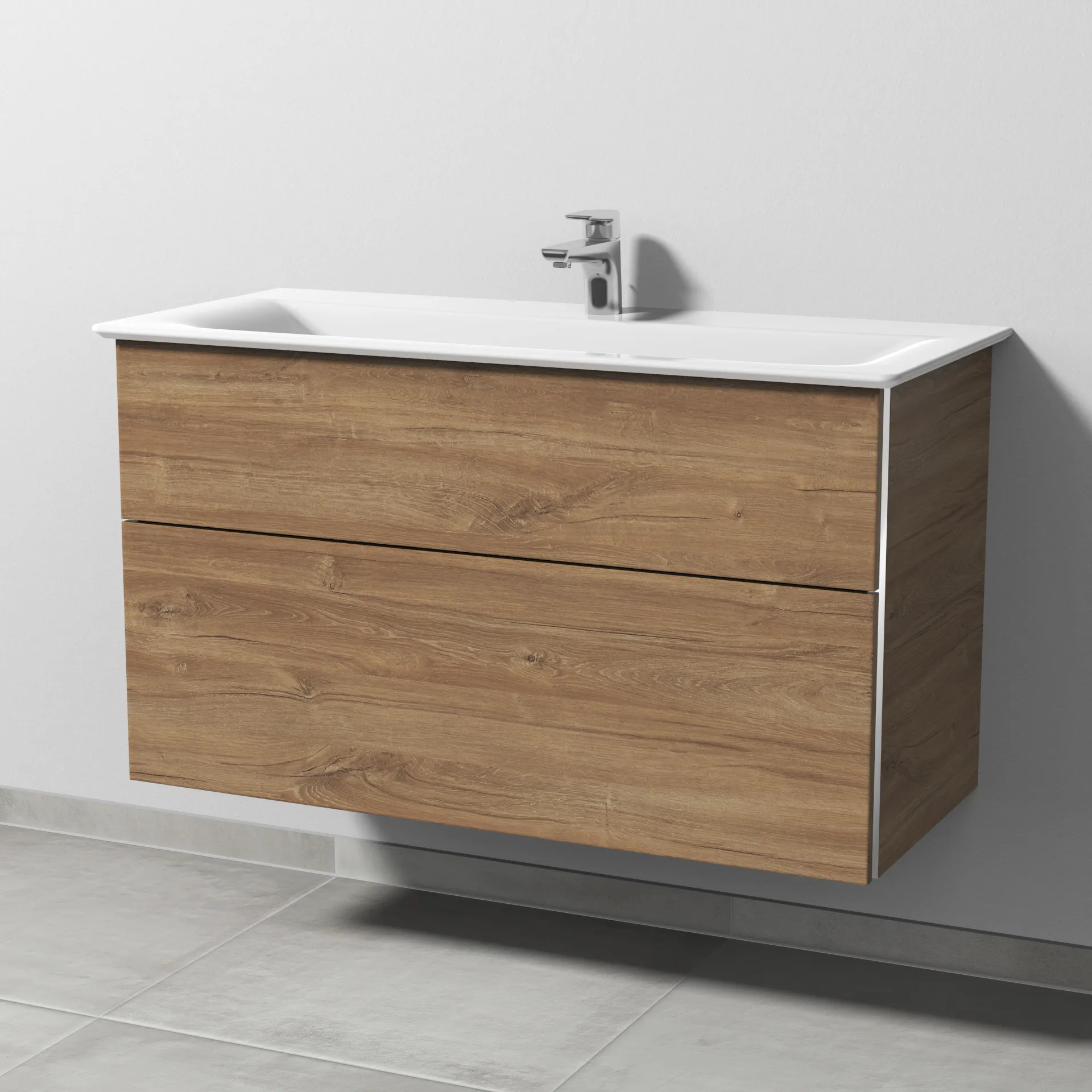 Sanipa Waschtischunterschrank „3way“ passend zu Keramik-Waschtische Connect Air von Ideal Standard 990 × 585 × 437 mm in Eiche Kansas