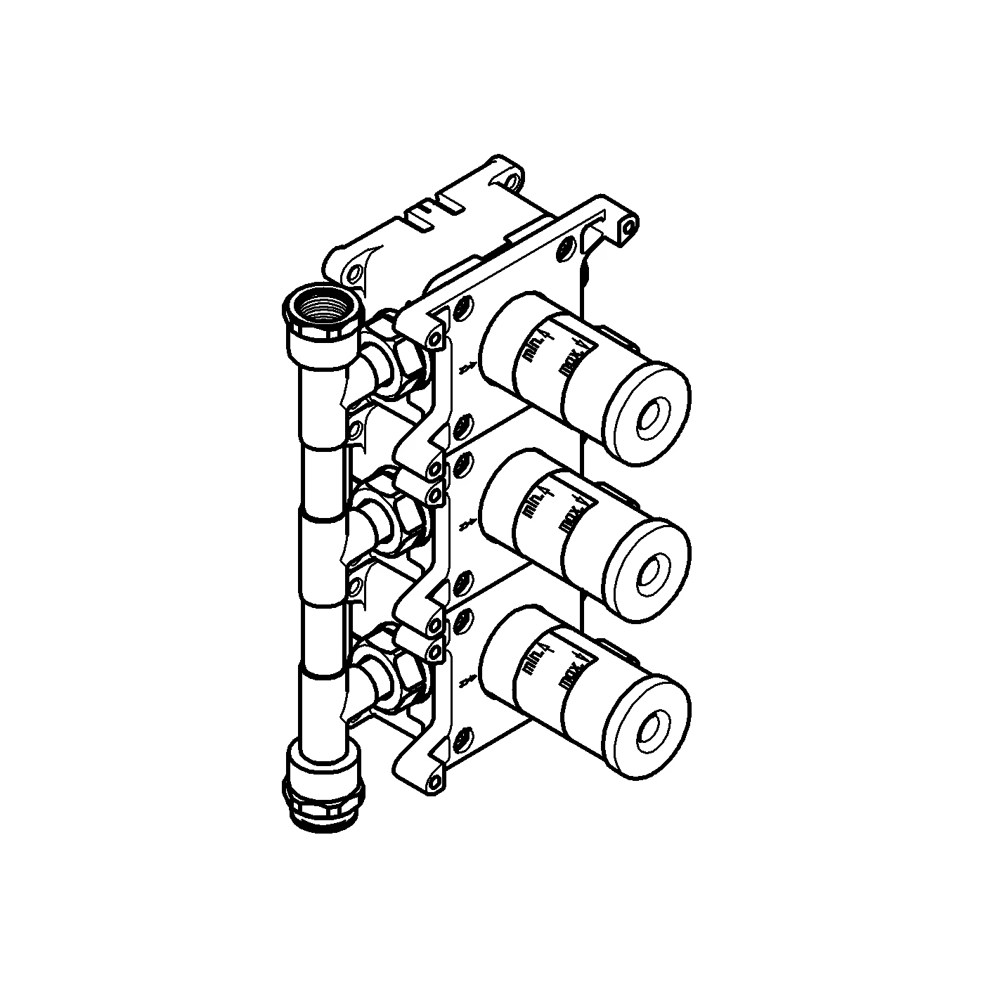 Einbaubox Rapido C 35031, für Unterputzventil 26880000, 3 Zuläufe und 3 Abgänge