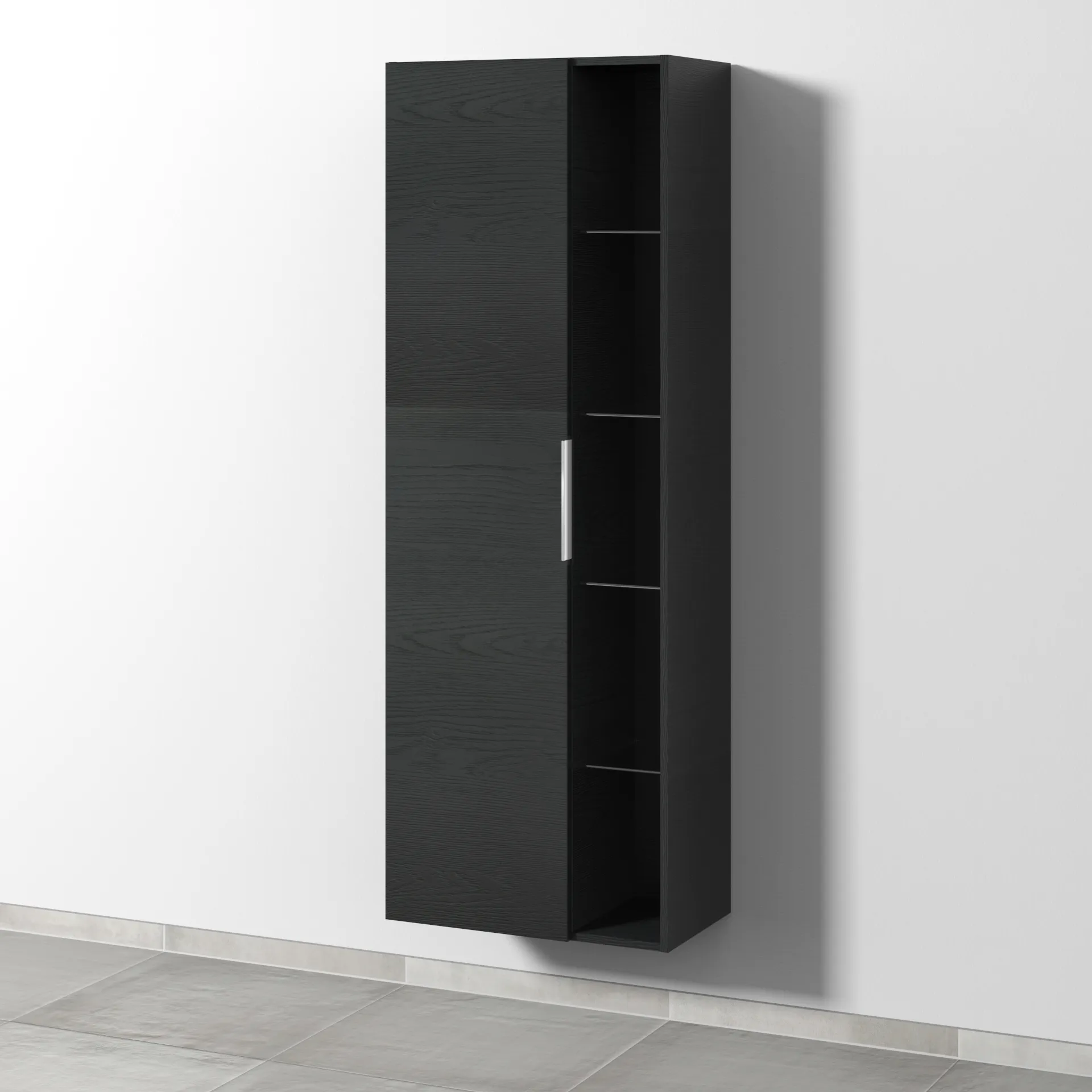 Sanipa Stauraumschrank „3way“ 600 × 1700 × 345 mm Anschlag links, in Black Oak, Anschlag links