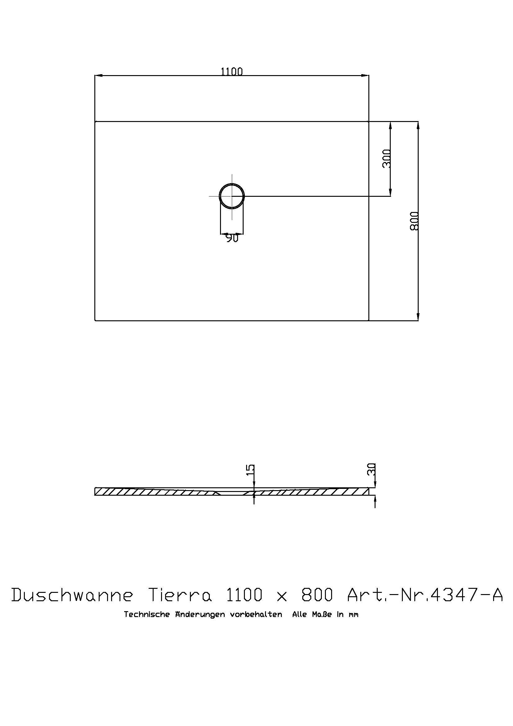 Duschwanne „Tierra“ Rechteck 110 × 80 cm in Weiß