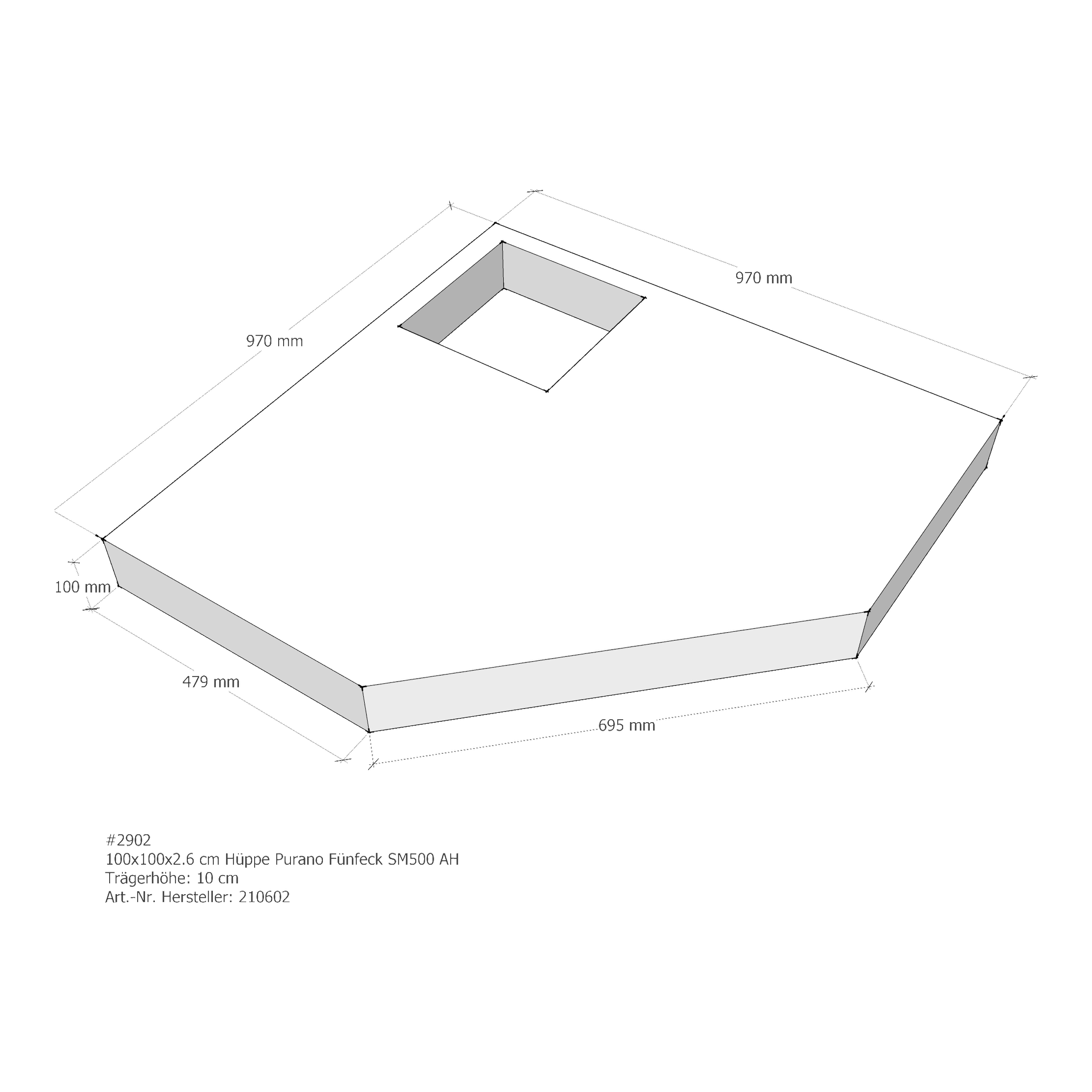 Duschwannenträger für Hüppe Purano 100 × 100 × 2,6 cm Duschwannenträger für Hüppe Purano 100 × 100 × 2,6 cm