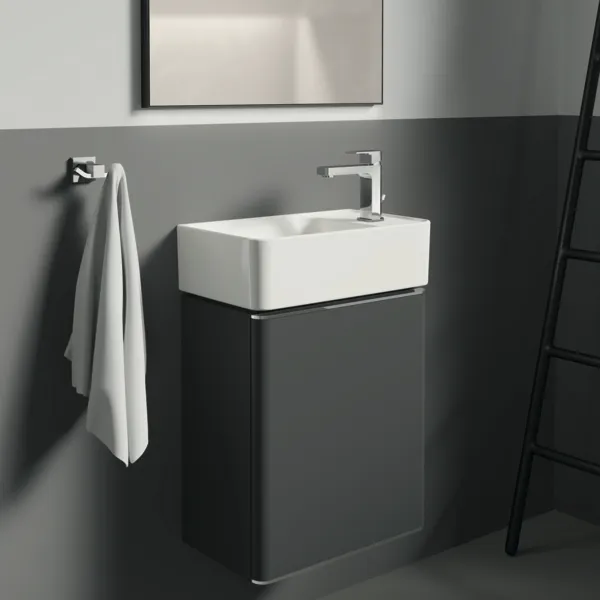 Waschtischarmatur Edge, Slim, 5 l/min., mit Ablaufgarnitur, Ausladung 120mm, Chrom Waschtischarmatur Edge, Slim, 5 l/min., mit Ablaufgarnitur, Ausladung 120mm, Chrom